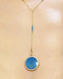 Pamono Enamel Photo Locket Necklace><noscript><img width=