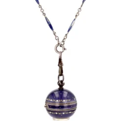 Sale Pamono Enamel Silver Boule De Geneve Pendant Necklace