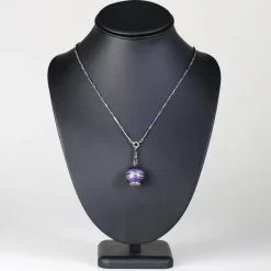 Sale Pamono Enamel Silver Boule De Geneve Pendant Necklace