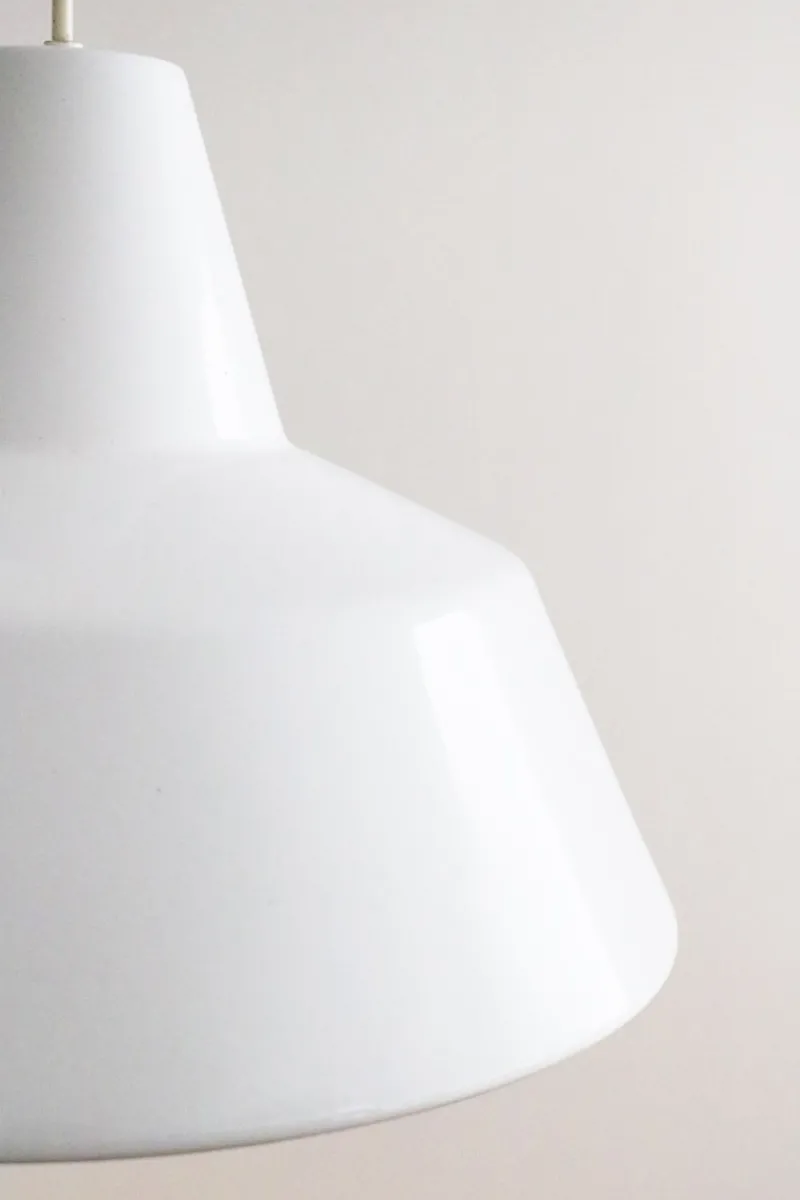 Pamono Enamel Workshop Pendant Lamp in White from Louis Poulsen, 1970s> Ceiling Lights
