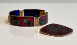 Clearance Pamono Enameled Bracelet and Pendant from Wilhelm Leyser, 1960s, Set of 2