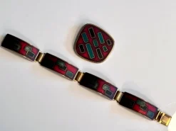 Clearance Pamono Enameled Bracelet and Pendant from Wilhelm Leyser, 1960s, Set of 2