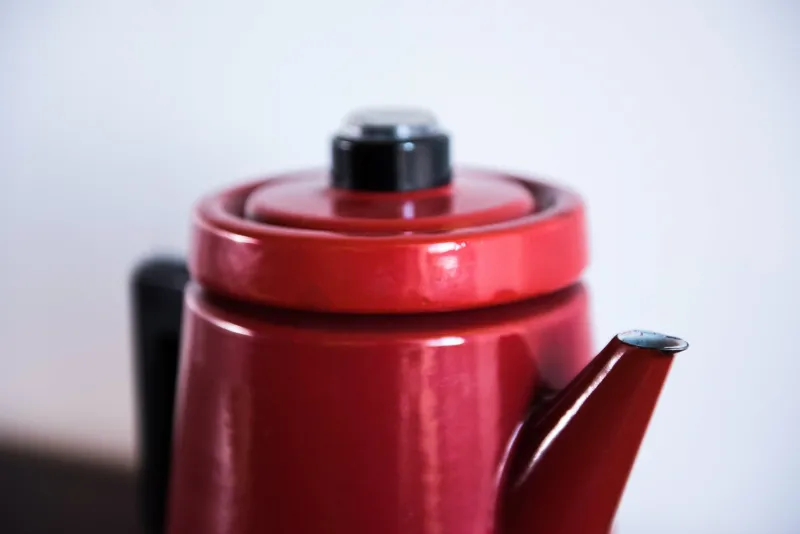 Clearance Pamono Enameled Cast Iron Coffee Pot by Antti Nurmesniemi for Finel, 1950s