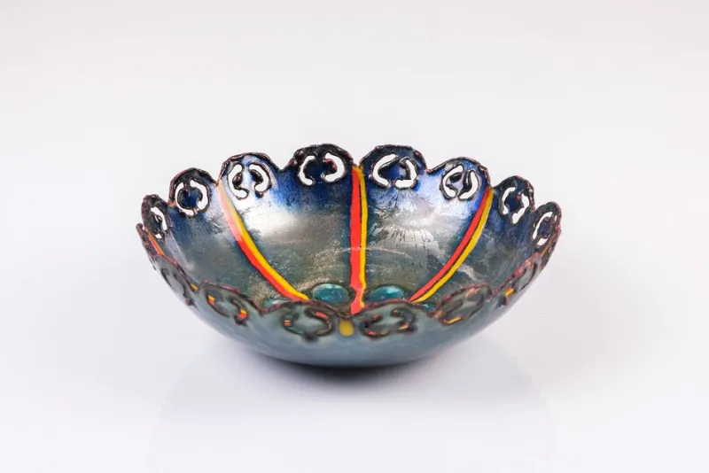 Pamono Enameled Copper Bowl by Studio Cellini Pesaro, Italy> Bowls
