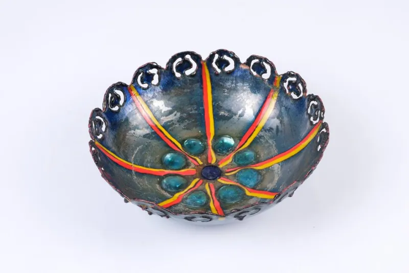 Pamono Enameled Copper Bowl by Studio Cellini Pesaro, Italy> Bowls