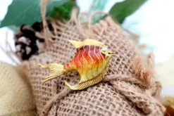 Pamono Enameled Fish Shaped Gold Brooch><noscript><img width=