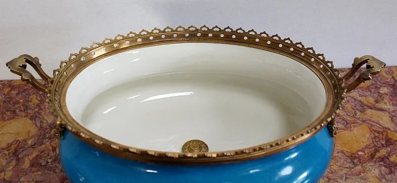 Online Pamono Enamelled Porcelain Planter, Late 19th-Century