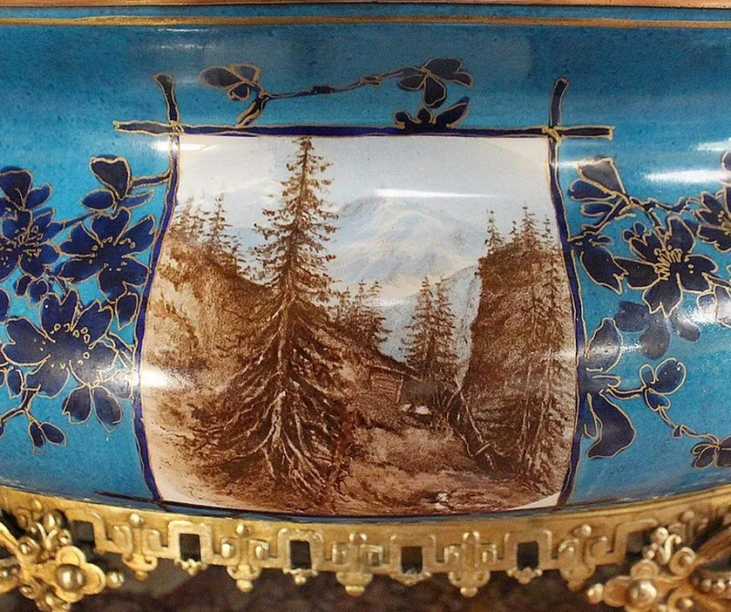 Online Pamono Enamelled Porcelain Planter, Late 19th-Century
