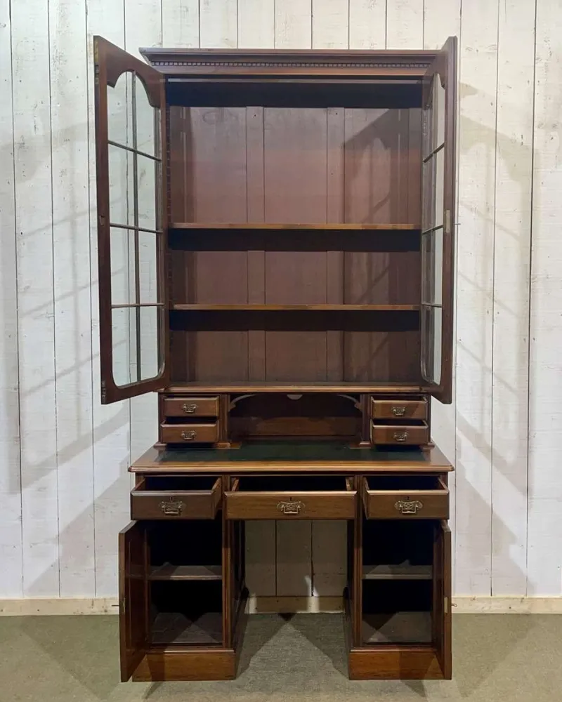 Discount Pamono English Bookcase Desk in Walnut and Red Cedar, Early 20th Century
