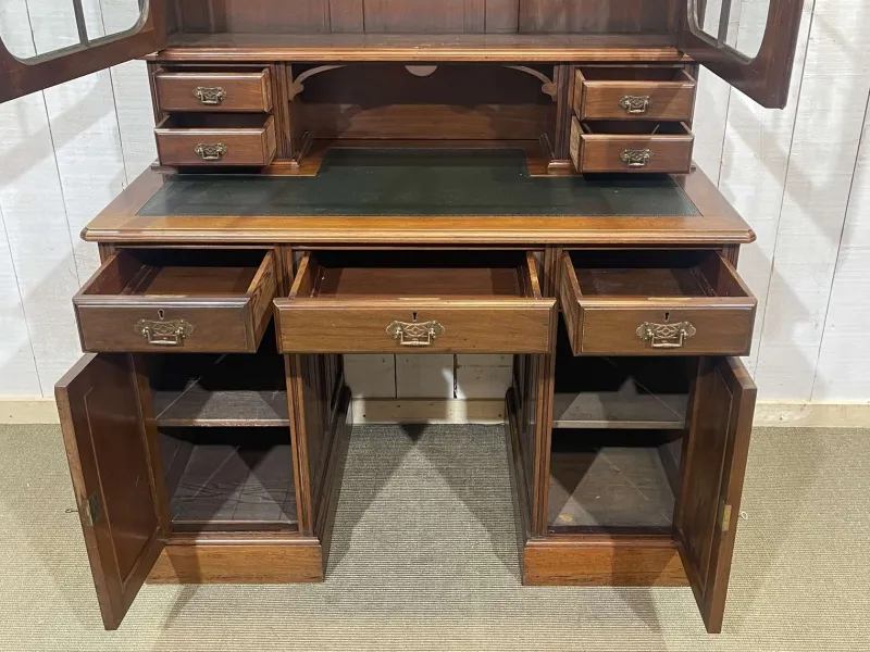Discount Pamono English Bookcase Desk in Walnut and Red Cedar, Early 20th Century