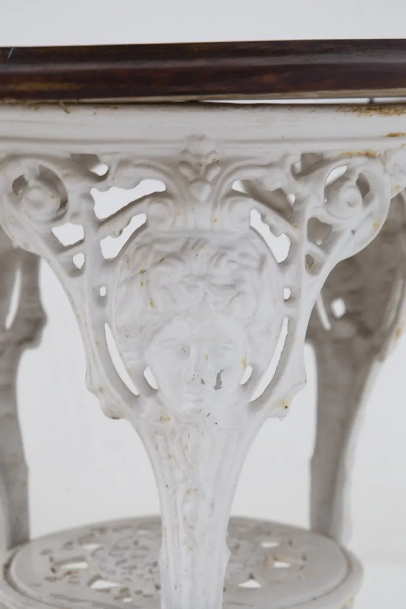 Hot Pamono English Cast Iron and Wooden Table, 1890s