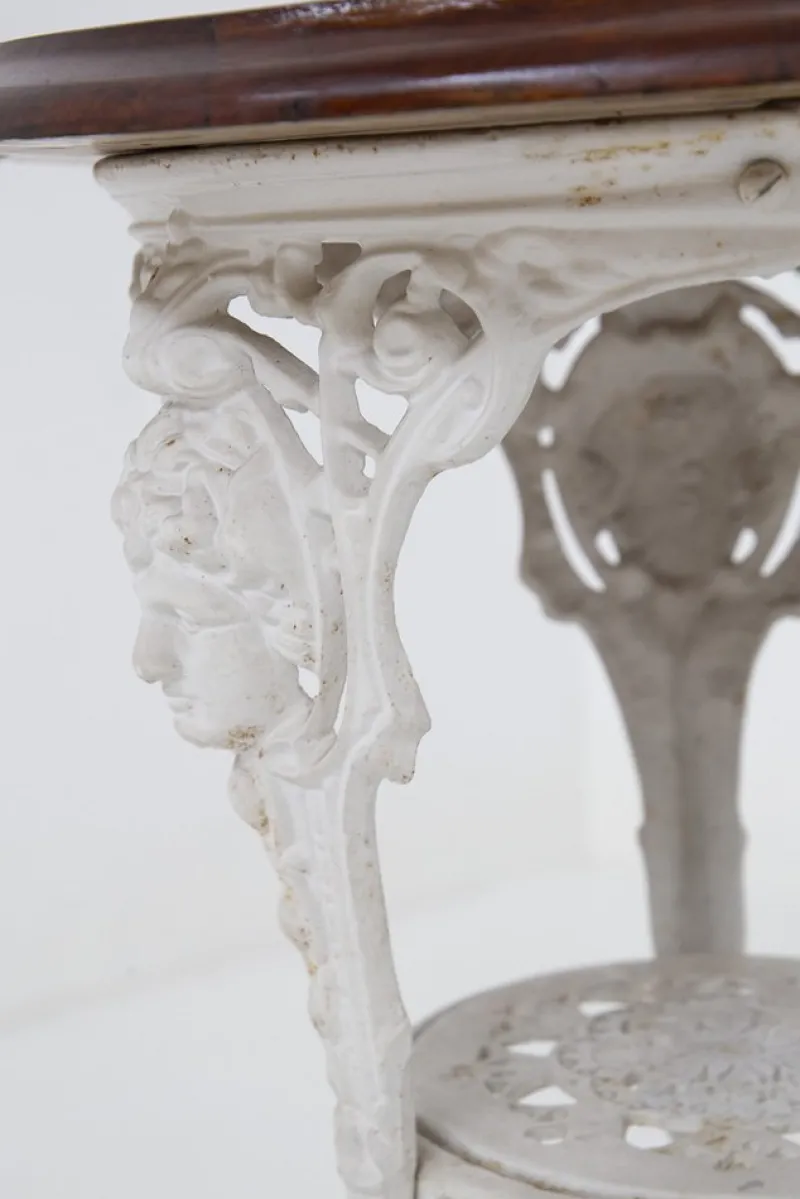 Hot Pamono English Cast Iron and Wooden Table, 1890s