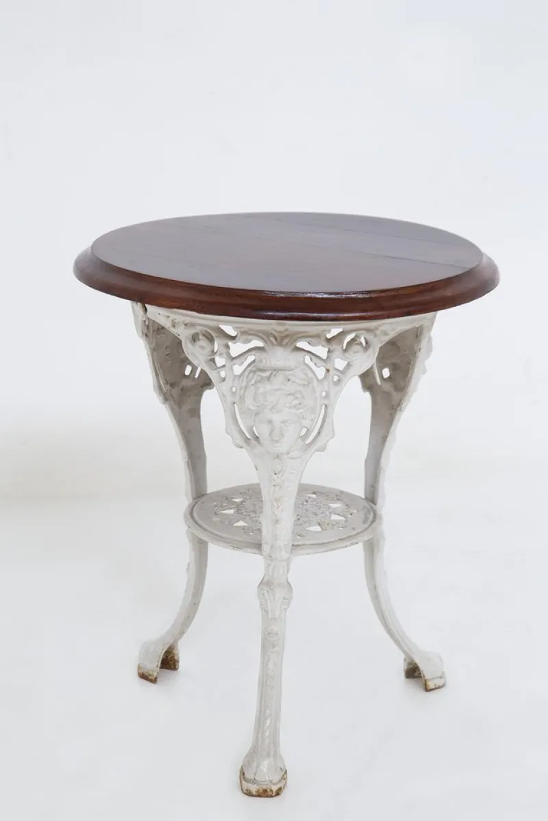 Hot Pamono English Cast Iron and Wooden Table, 1890s