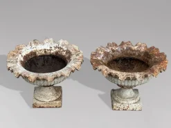 Best Pamono English Cast Iron Tazza Urns or Planters, 1860s, Set of 2