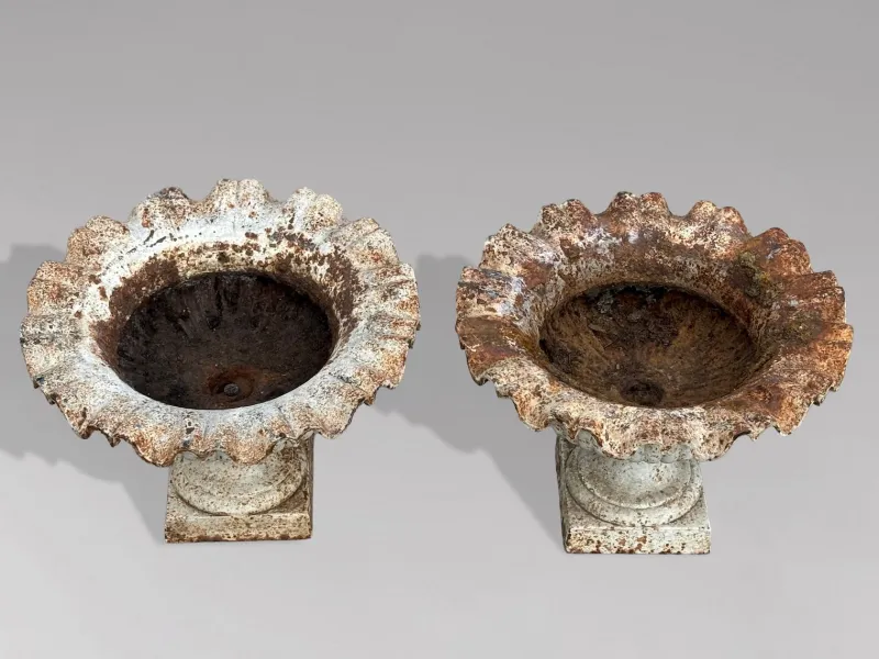 Best Pamono English Cast Iron Tazza Urns or Planters, 1860s, Set of 2