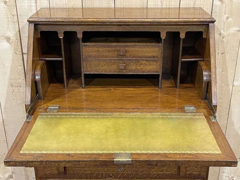 Pamono English Donkey Desk in Oak and Leather Top, 1950s> Secretaires