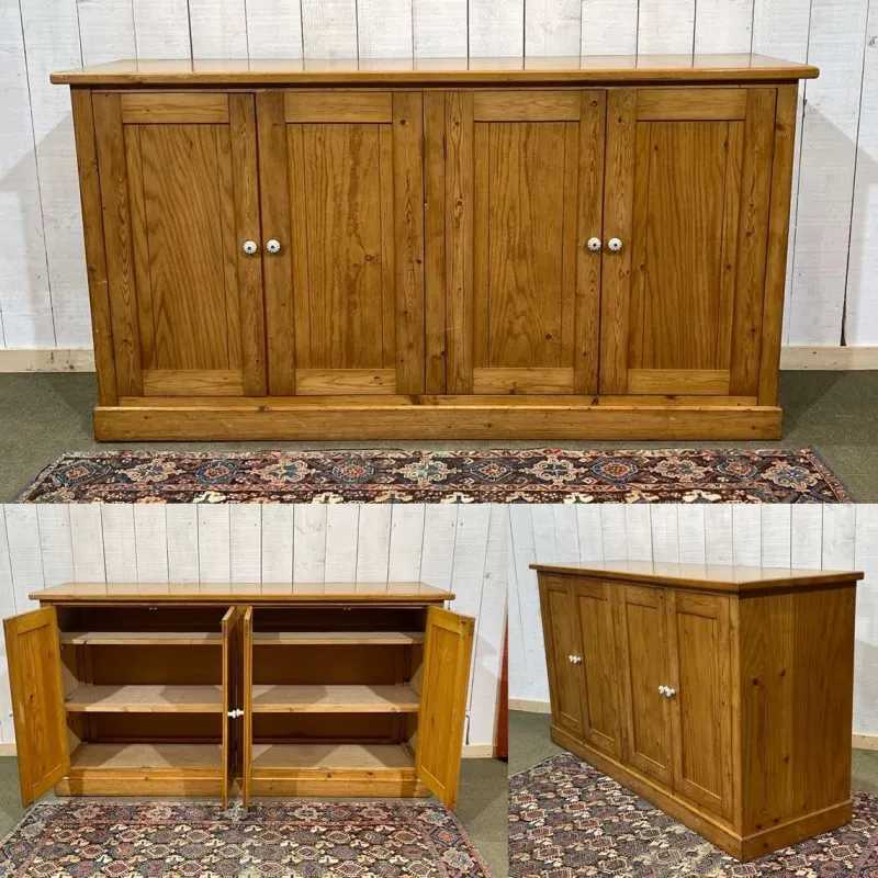 Pamono English 4-Door Fir Sideboard, 1950s> Sideboards & Buffets