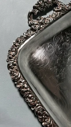 Clearance Pamono English Early Victorian Sheffield Tray with Handles, 1840