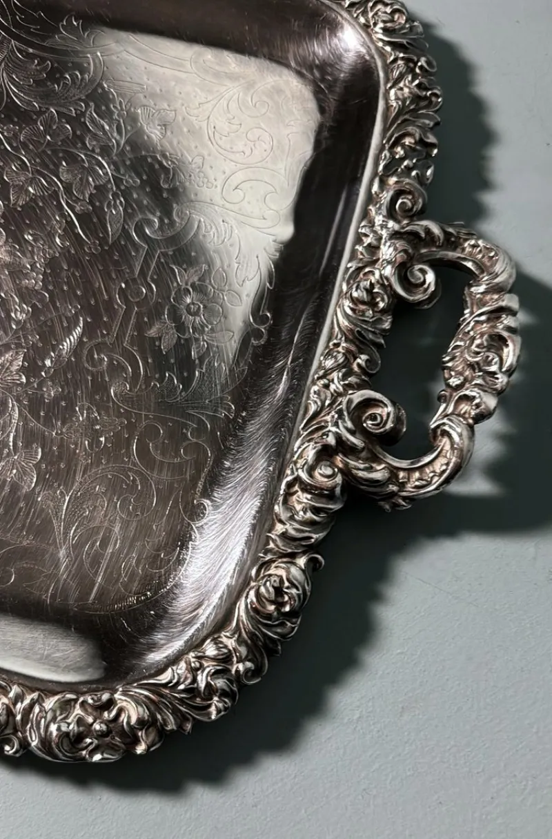 Clearance Pamono English Early Victorian Sheffield Tray with Handles, 1840