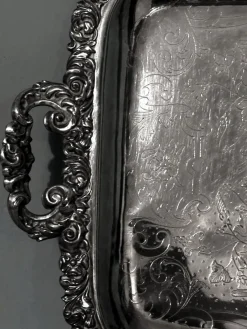 Clearance Pamono English Early Victorian Sheffield Tray with Handles, 1840
