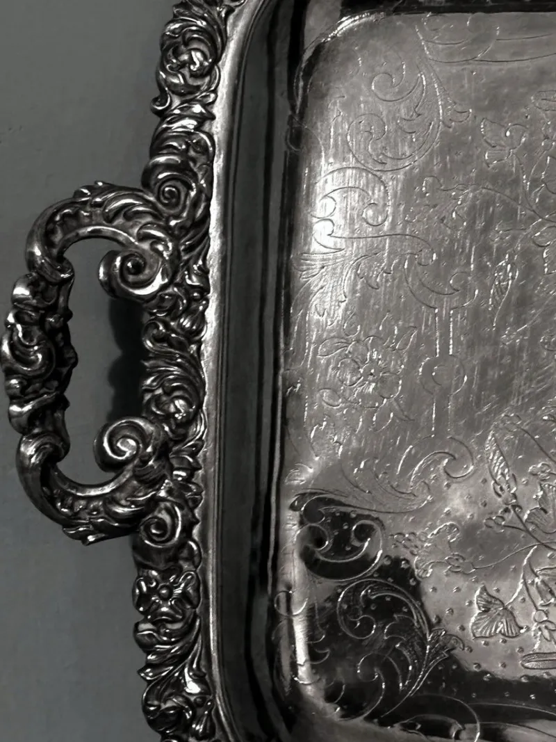 Clearance Pamono English Early Victorian Sheffield Tray with Handles, 1840