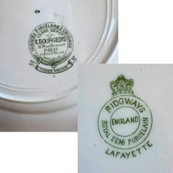 New Pamono English Earthenware Lafayette Dinner Service with Green Ribbon and Floral Garlands from Ridgways, 1890, Set of 26