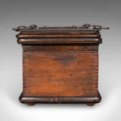 Pamono English Edwardian Beech and Cast Iron Flower Press Box, 1910s><noscript><img width=