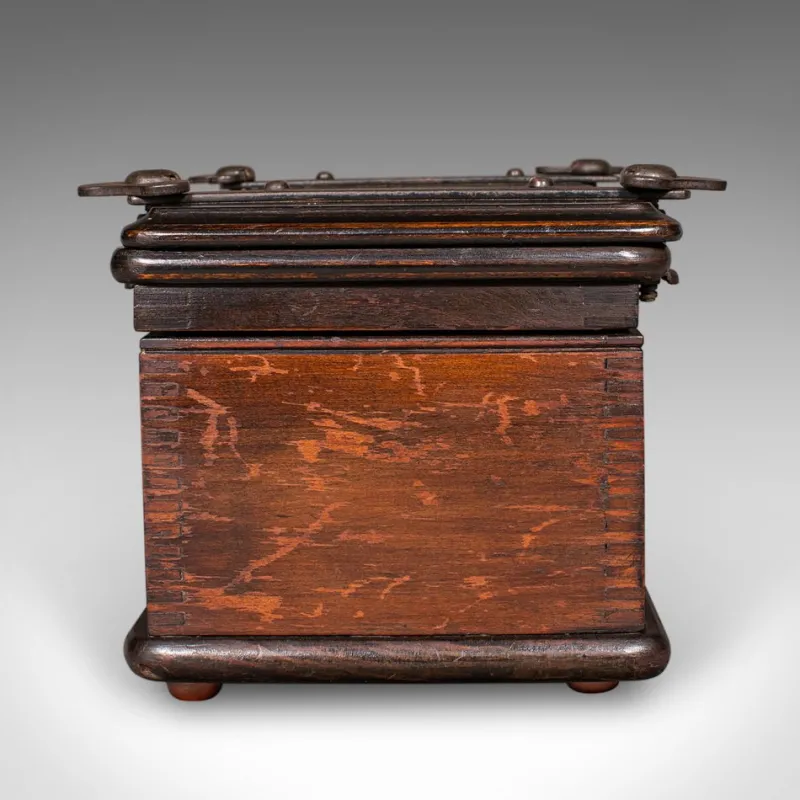 Pamono English Edwardian Beech and Cast Iron Flower Press Box, 1910s> Trunks Crates & Baskets