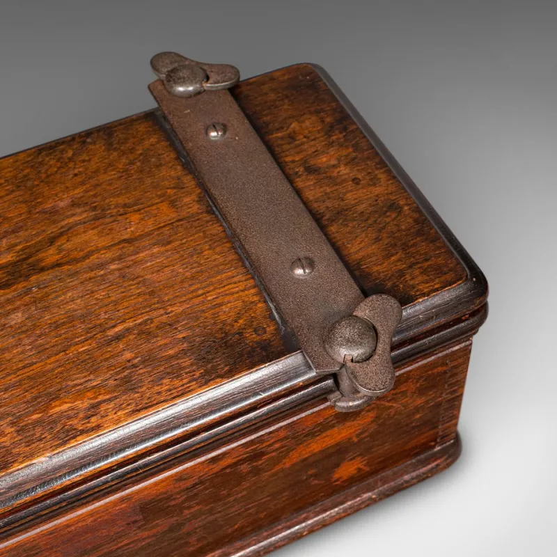 Pamono English Edwardian Beech and Cast Iron Flower Press Box, 1910s> Trunks Crates & Baskets