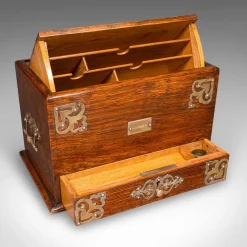 Pamono English Edwardian Metamorphic Stationery Case in Oak, 1910s> Trunks Crates & Baskets
