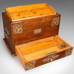 Pamono English Edwardian Metamorphic Stationery Case in Oak, 1910s><noscript><img width=