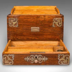 Pamono English Edwardian Metamorphic Stationery Case in Oak, 1910s><noscript><img width=