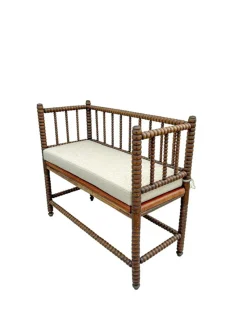 Pamono English Jacobean Style Bobbin Wood Bench, 1920s> Benches