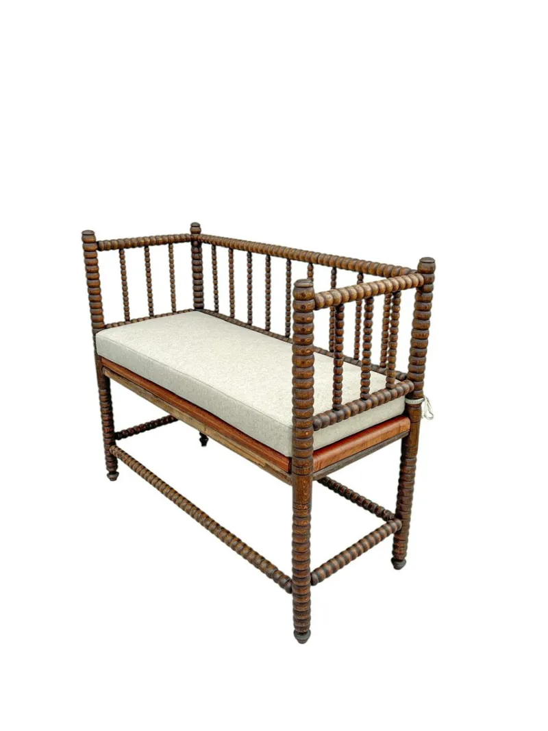 Pamono English Jacobean Style Bobbin Wood Bench, 1920s> Benches