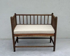 Pamono English Jacobean Style Bobbin Wood Bench, 1920s><noscript><img width=