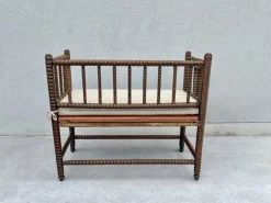 Pamono English Jacobean Style Bobbin Wood Bench, 1920s><noscript><img width=