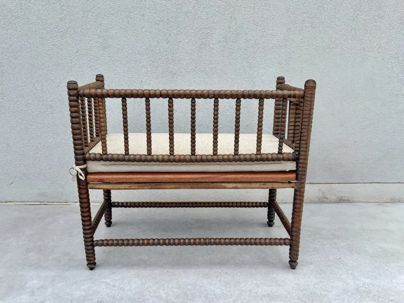 Pamono English Jacobean Style Bobbin Wood Bench, 1920s> Benches