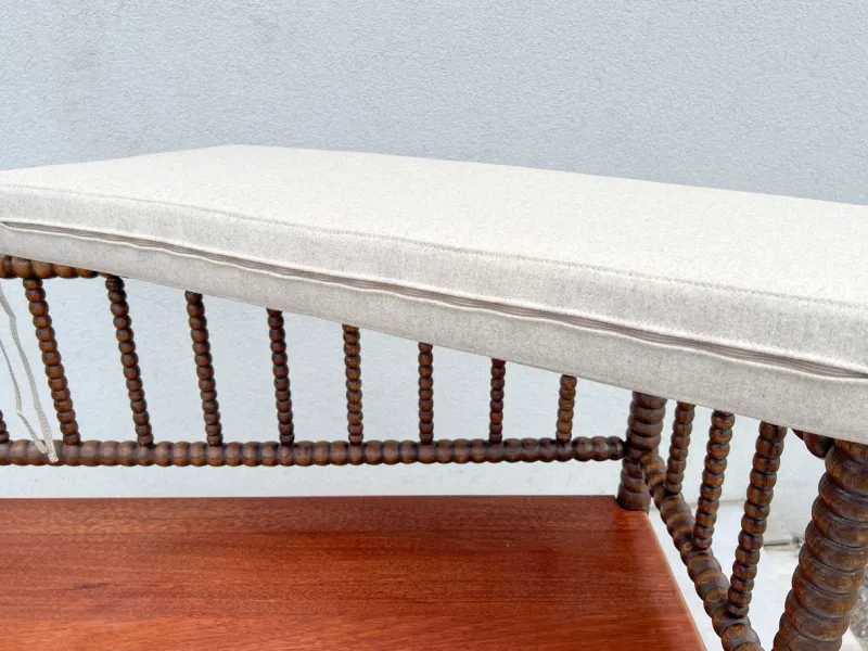 Pamono English Jacobean Style Bobbin Wood Bench, 1920s> Benches