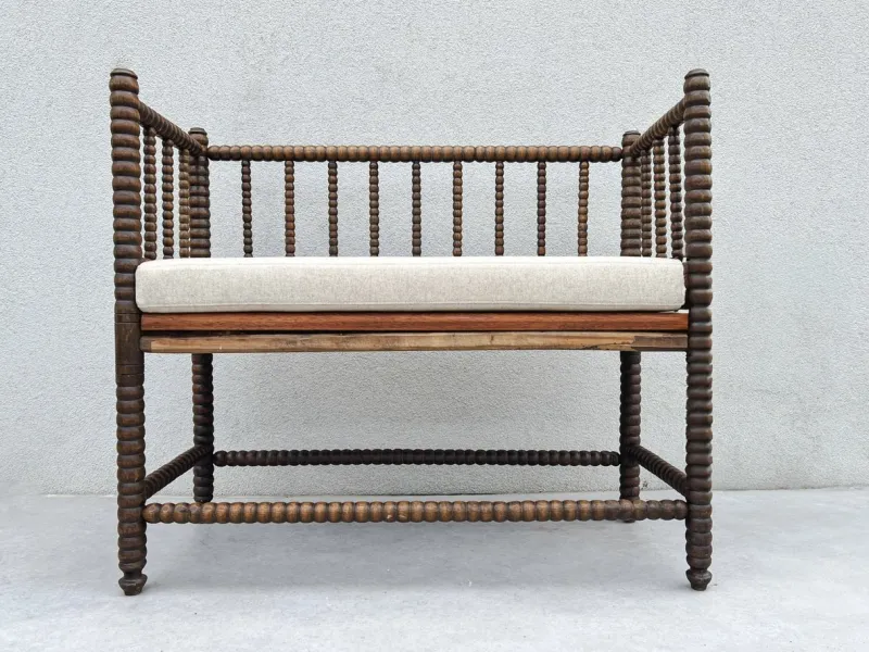 Pamono English Jacobean Style Bobbin Wood Bench, 1920s> Benches