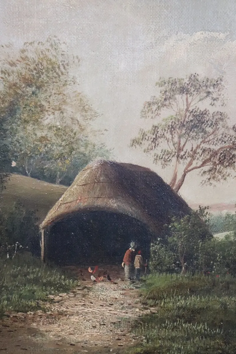 Hot Pamono English Landscape, Oil Painting on Canvas, Late 19th Century, Framed