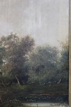 Hot Pamono English Landscape, Oil Painting on Canvas, Late 19th Century, Framed