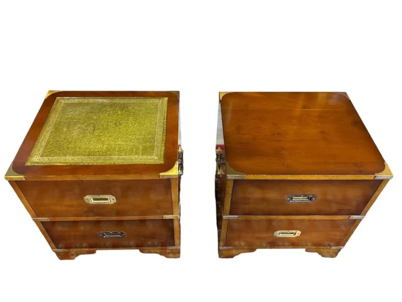 Pamono English Military Style Mahogany Side Tables, Set of 2