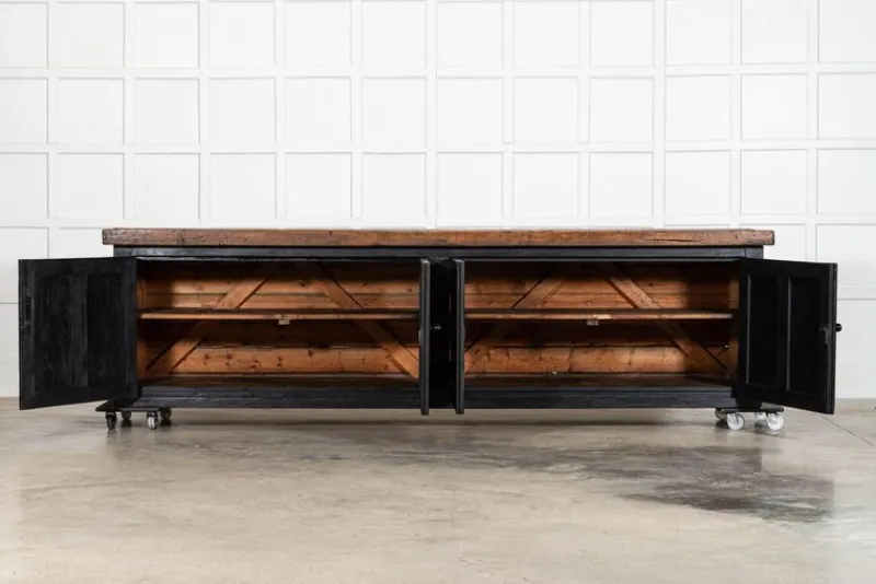 Sale Pamono English Monumental Ebonised Pine Dresser Base, 19th Century