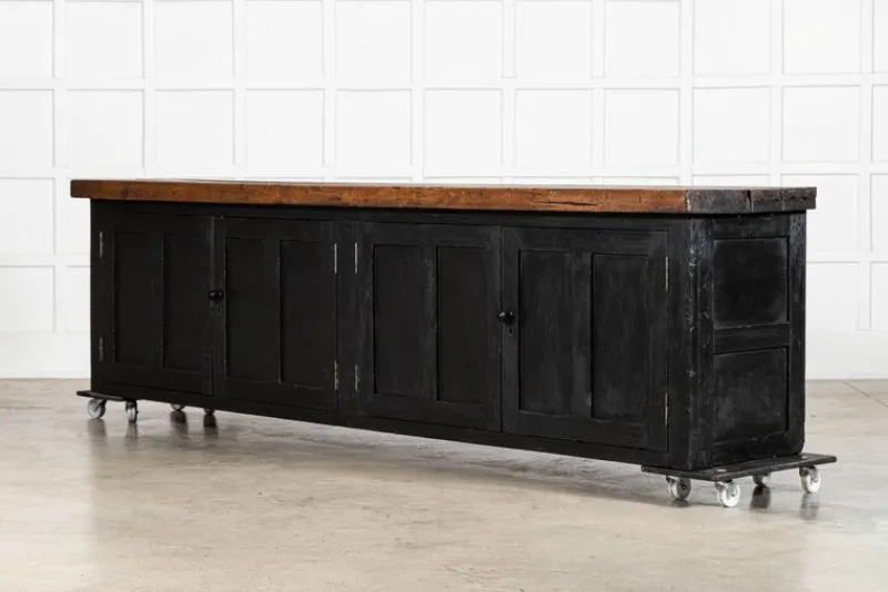 Sale Pamono English Monumental Ebonised Pine Dresser Base, 19th Century