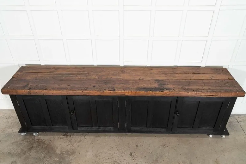 Sale Pamono English Monumental Ebonised Pine Dresser Base, 19th Century