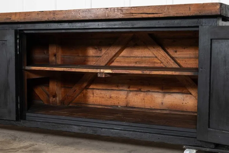 Sale Pamono English Monumental Ebonised Pine Dresser Base, 19th Century