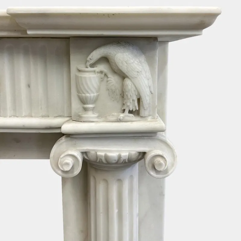 Discount Pamono English Regency Statuary White Marble Columned Fireplace Mantel, 1820s