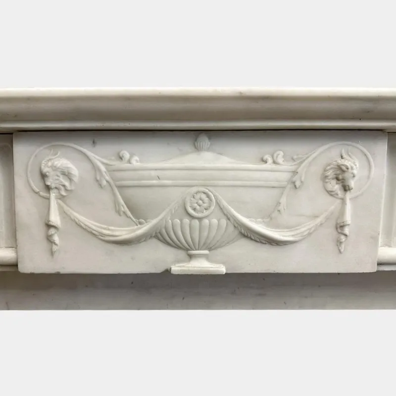 Discount Pamono English Regency Statuary White Marble Columned Fireplace Mantel, 1820s