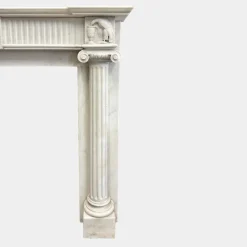 Discount Pamono English Regency Statuary White Marble Columned Fireplace Mantel, 1820s