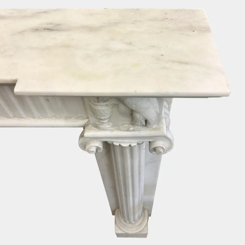 Discount Pamono English Regency Statuary White Marble Columned Fireplace Mantel, 1820s